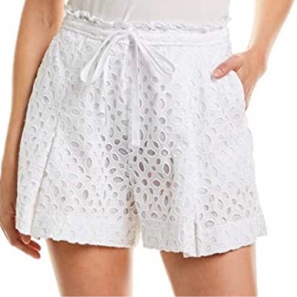 J. Crew White Eyelet High-Waist Drawstring Shorts